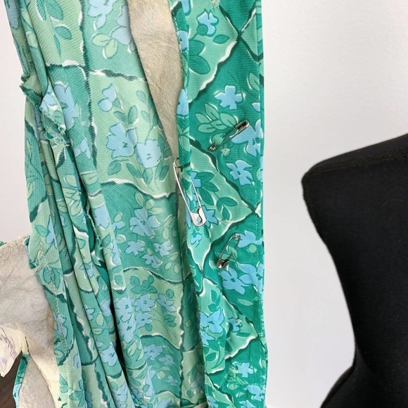 Flaws Vintage 1950s Casualmaker by Sy Frankl Green Floral Dress Bust 34 - Picture 8 of 11